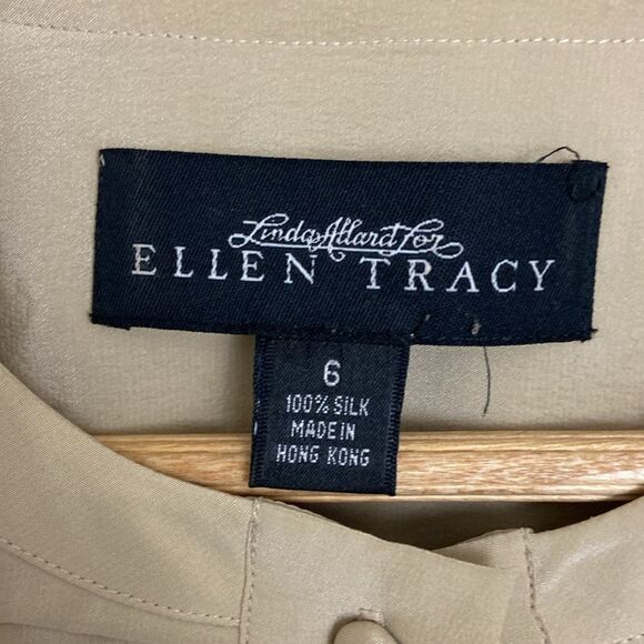 Linda Allard for Ellen Tracy Vintage Pleated Silk Blouse size 6 Office Retro 80s - Picture 6 of 11